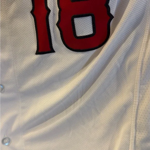 Nike White/Red Los Angeles Angels #18 Baseball Jersey